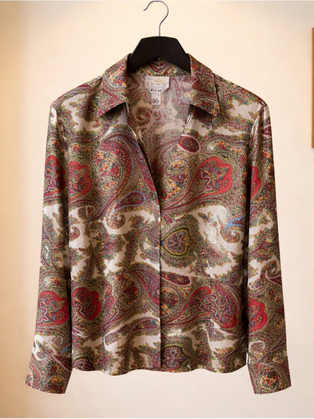Talbots Multicolor Paisley Silk Button-Front Blouse